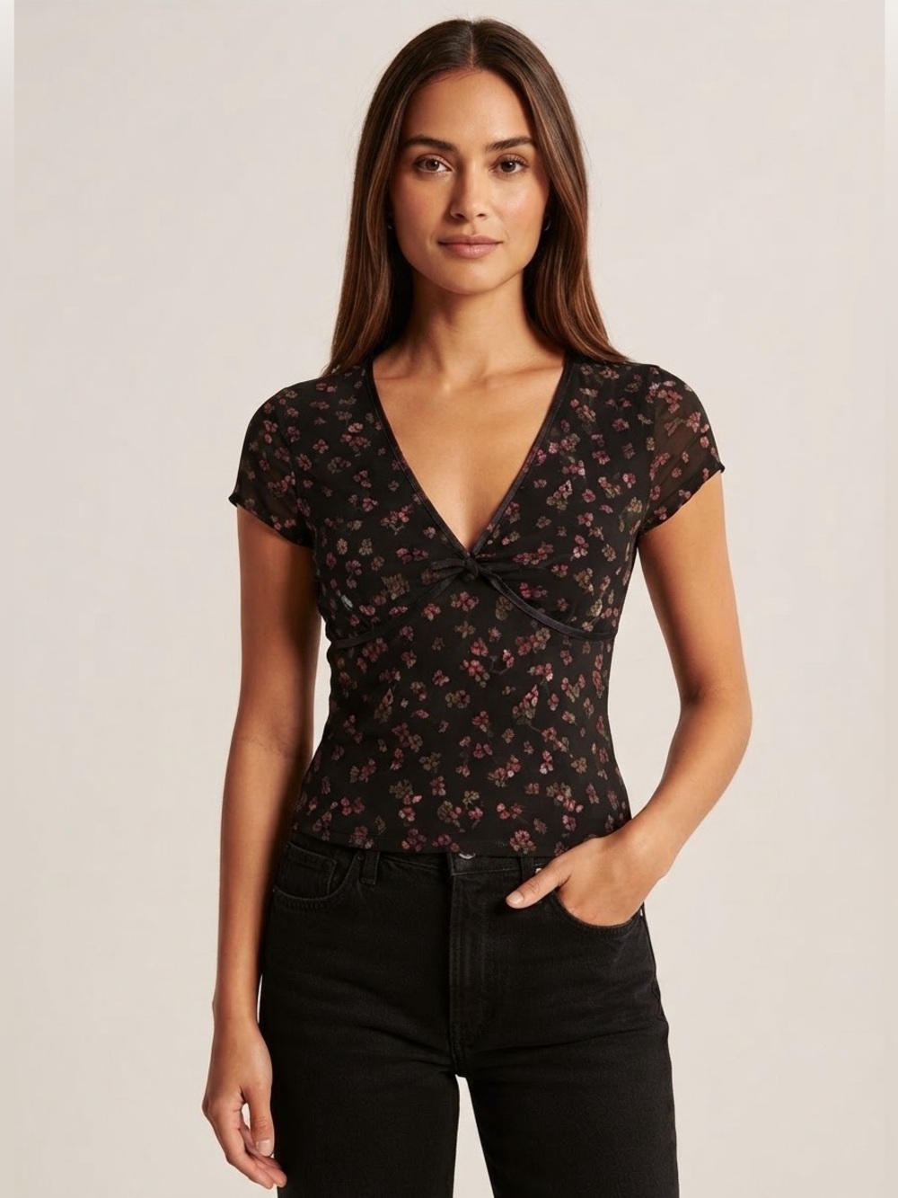 Aeropostale Mesh VNeck Crop Top